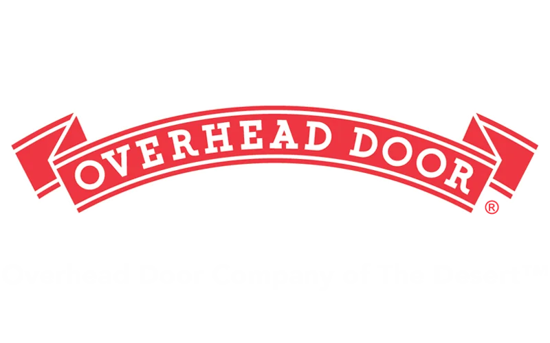 Overhead Door Company of The Desert™ logo featuring bold red text on a white background, emphasizing garage door services and expertise.