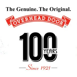 Overhead Door Company logo celebrating 100 years since 1921, emphasizing the brand's legacy as the original and genuine provider of garage door solutions.