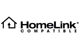 HomeLink® logo indicating compatibility with garage door openers, emphasizing smart home integration and automation solutions.
