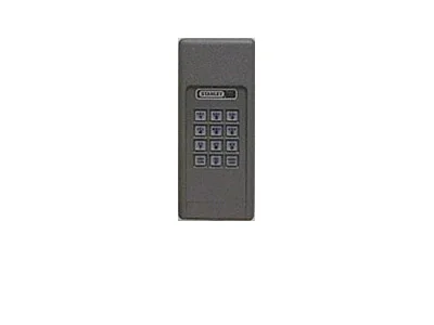 Stanley Multicode Whistler wireless codekey entry system keypad with numeric buttons for garage door access.