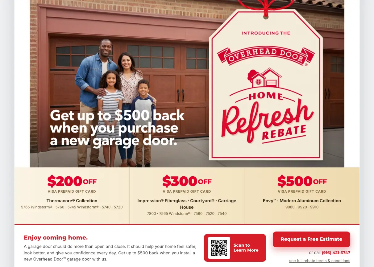 Get Up to $500 Back on a New Garage Door This Summer
